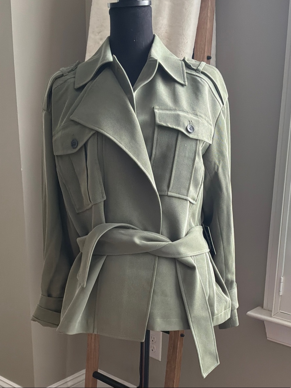 Express Olive Belted Utility Jacket - Women